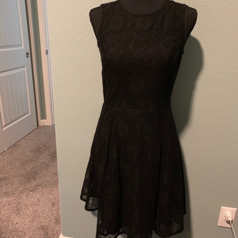 Banana Republic Black Fit & Flare Laced Midi dress